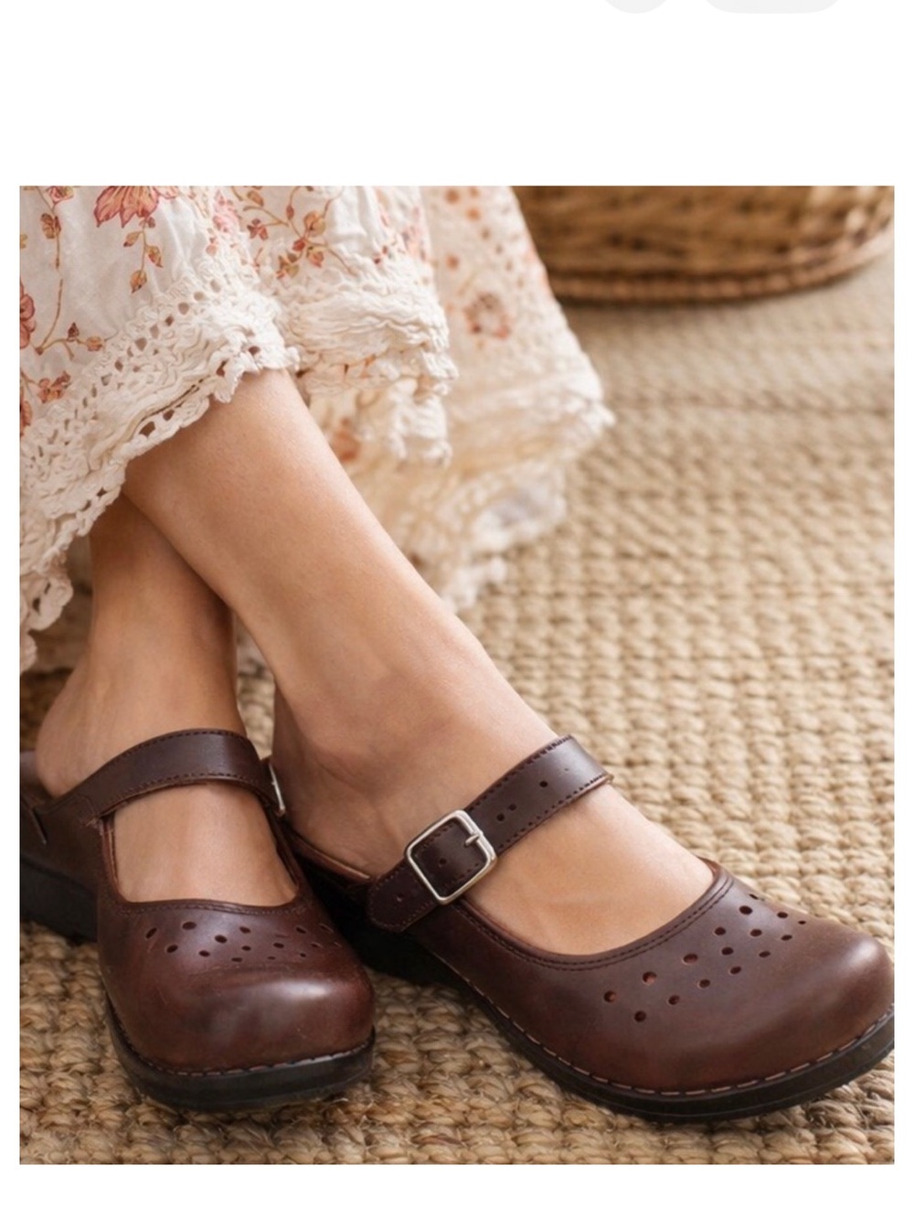 Dansko Brown Leather Slip-On Clogs with Strap